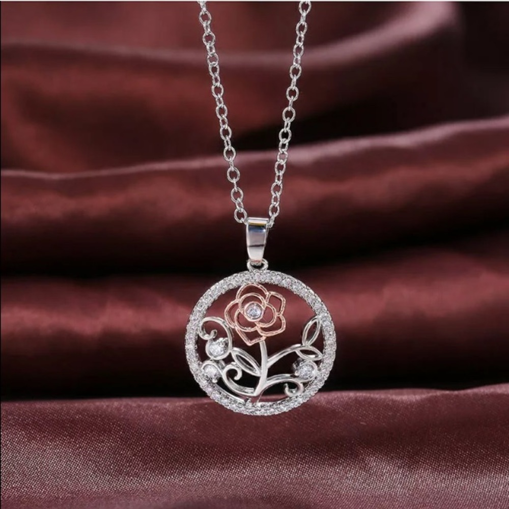 - - 🌹 Sparkle with this Two Tone Rose and AAA CZ . .925 & RGP